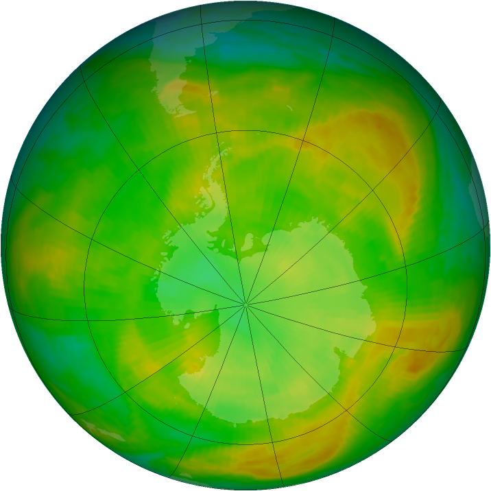 Antarctic ozone map for 13 December 1979